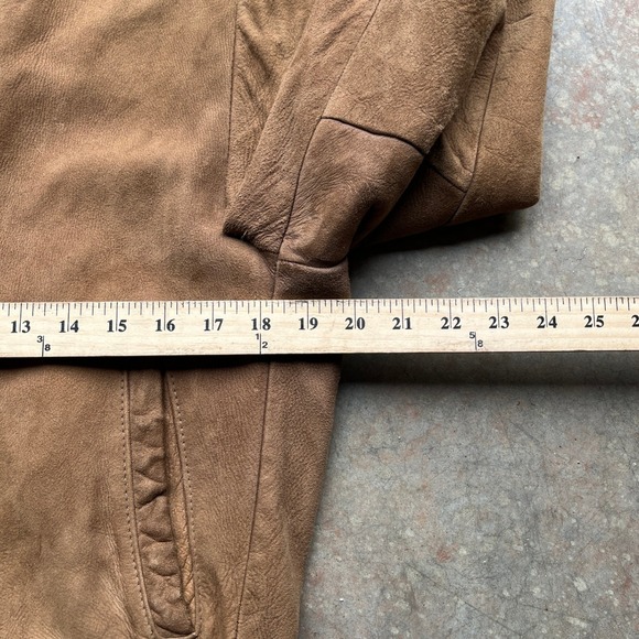 Vintage 1960s Startown Men Brown Leather Bomber Jacket 38R Full Zip Suede Tan - Picture 4 of 7